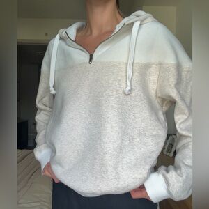 Urban Outfitters Cream and White Cowl Neck Sweater